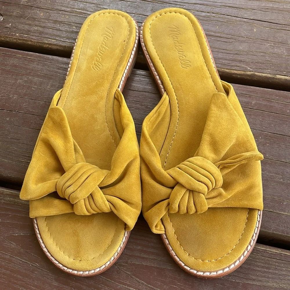 Madewell Mustard Tan Knot Slide Sandals